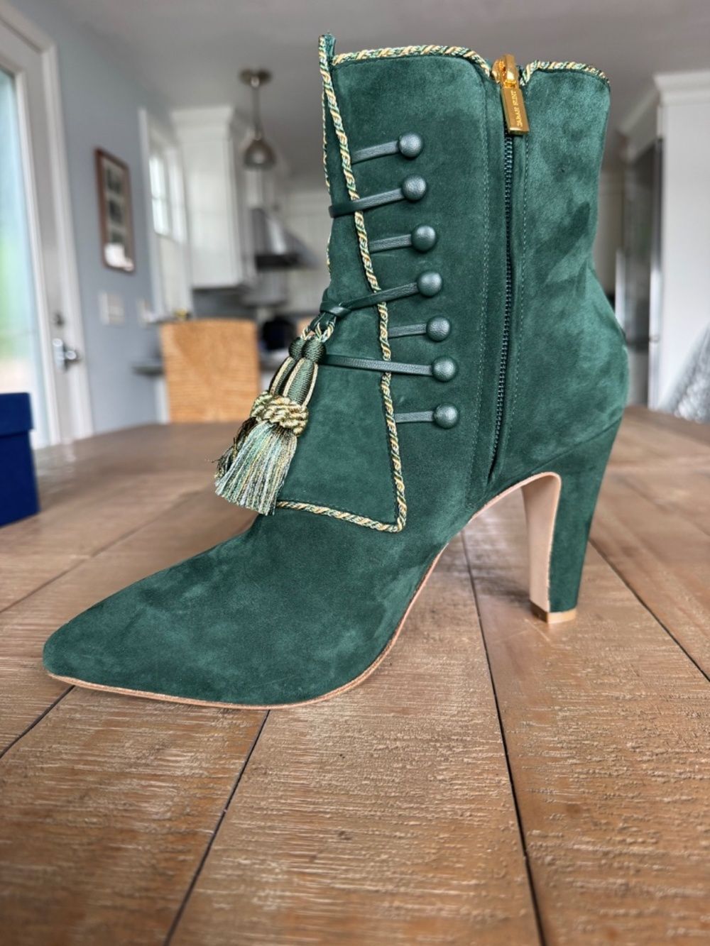 Rare Sarah Flint Green Suede Vintage Victorian Whimsigoth Boot 8.5 Retails $1200 - Picture 2 of 5